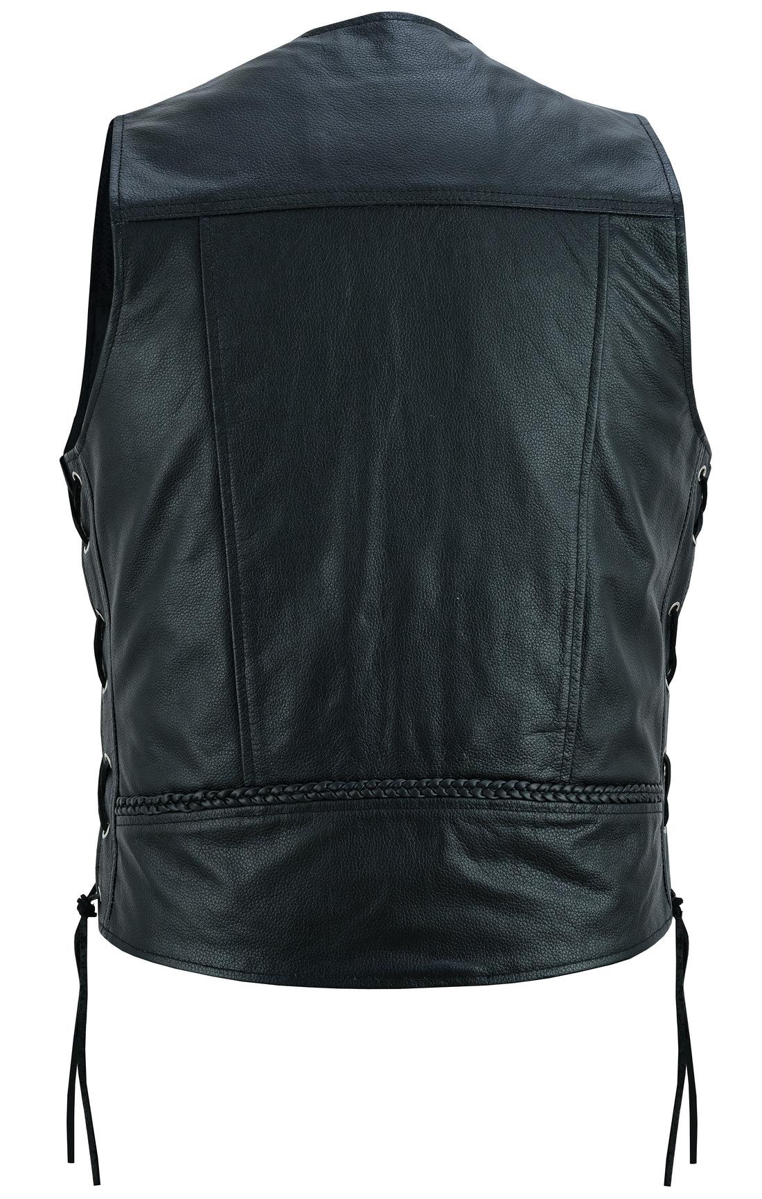 Charlie Men's Black Braided Leather Motorcycle Vest