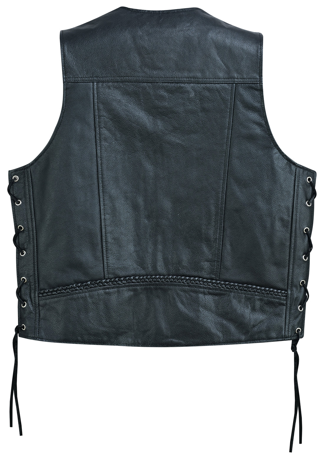 Charlie Men's Black Braided Leather Motorcycle Vest