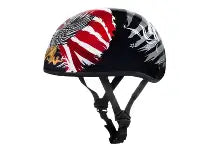 Helmet with a colorful design on a white background