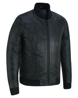 York Men's Fashion Black Leather Bomber Jacket Men's Leather Jackets Renegade Classics