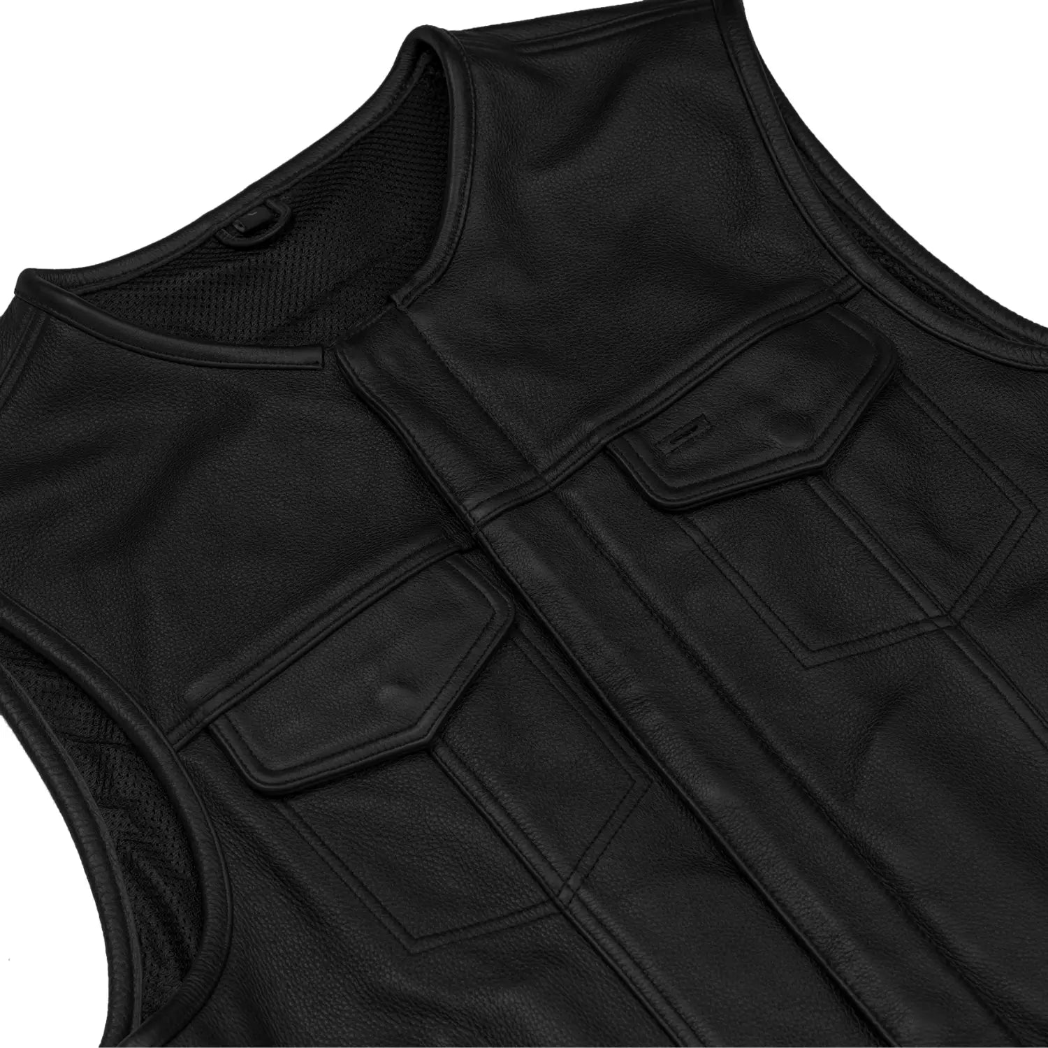 Target Men's Leather Motorcycle Vest – Black