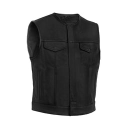 Target Men's Leather Motorcycle Vest – Black