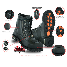 Thundersole Men's leather motorcycle boots - Black