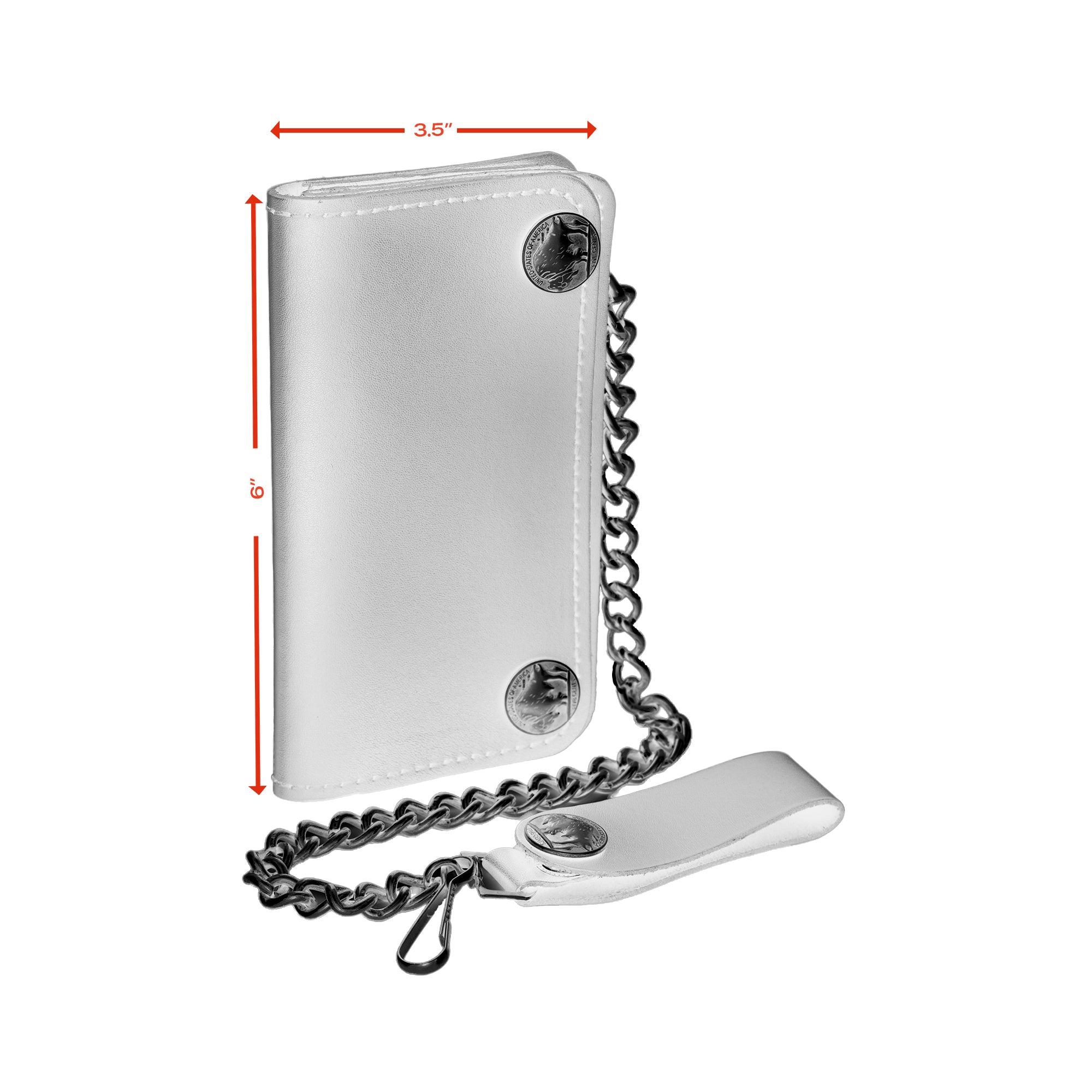 BWC232 Buffalo Nickel Snap Black Leather Long Bi-Fold Biker Wallet Wallet Chains/Key Leash Renegade Classics