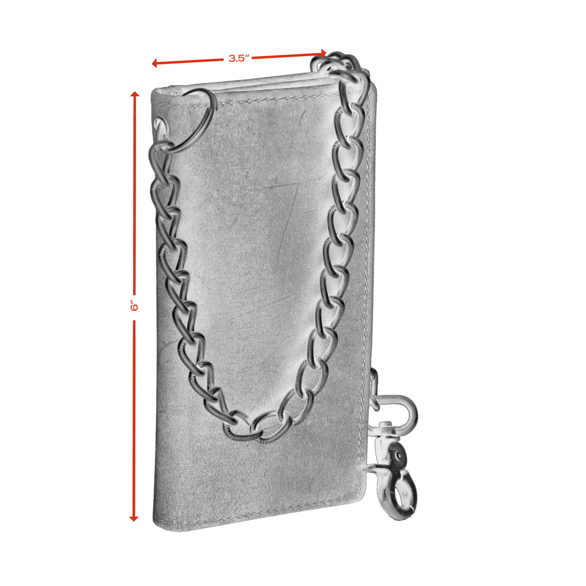 BWC233 DISTRESSED BROWN LEATHER LONG TRI-FOLD BIKER WALLET Wallet Chains/Key Leash Renegade Classics