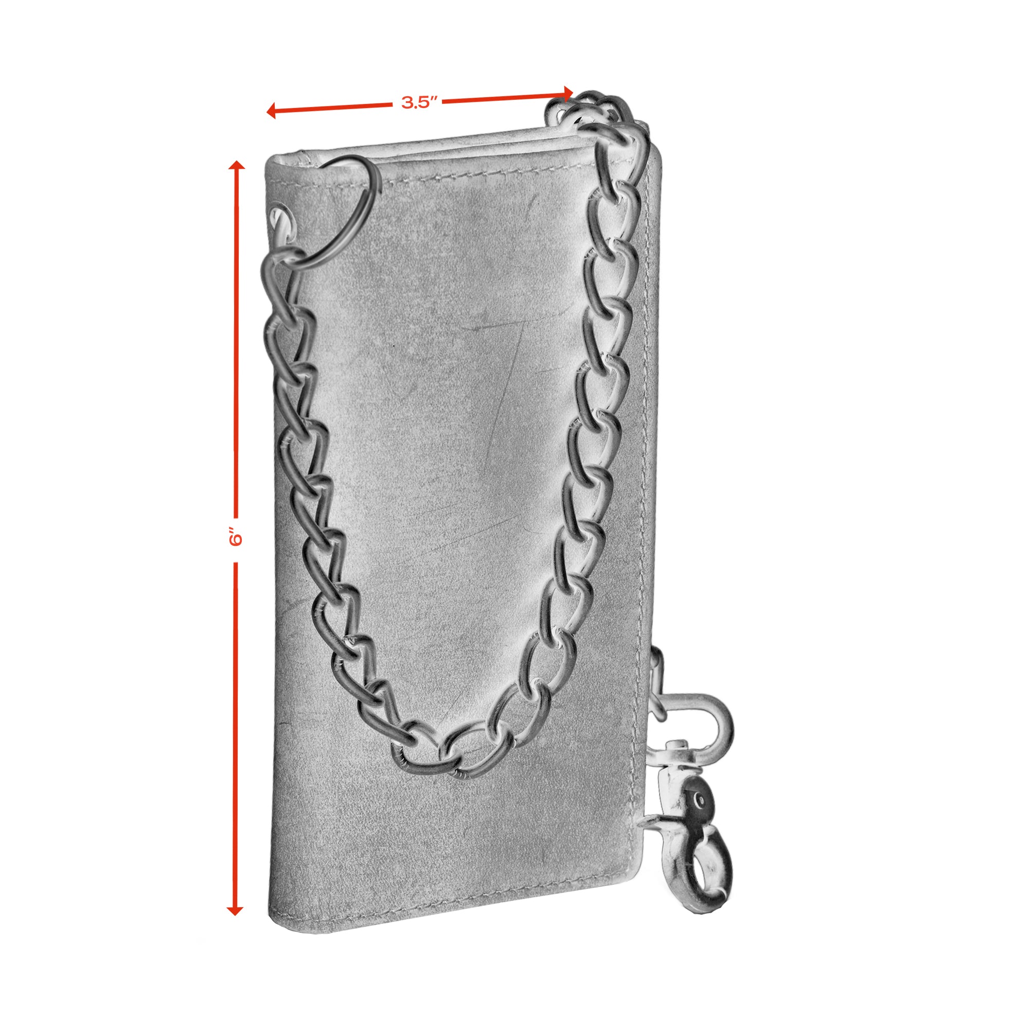 BWC233 DISTRESSED BROWN LEATHER LONG TRI-FOLD BIKER WALLET Wallet Chains/Key Leash Renegade Classics