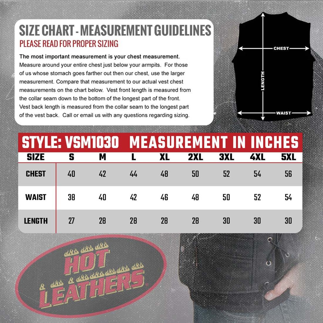 Hot Leathers VSM1030 Men's Black Motorcycle 'Conceal and Carry' Leather Biker Vest