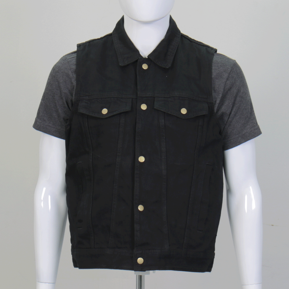 Hot Leathers VSM6002 Men's Motorcycle style Black Denim Biker Vest