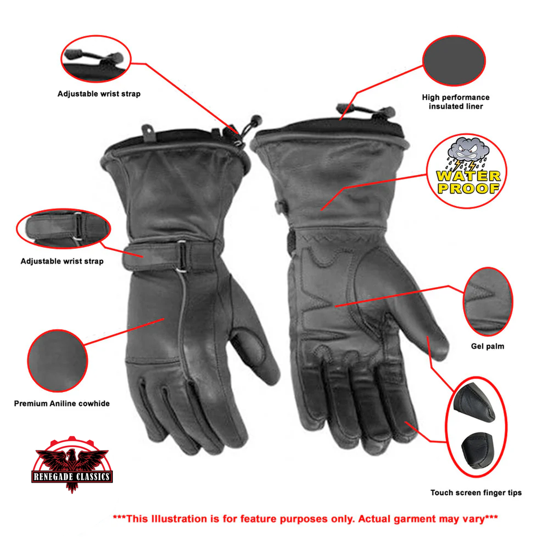 Vellamo Women's leather gauntlet gloves