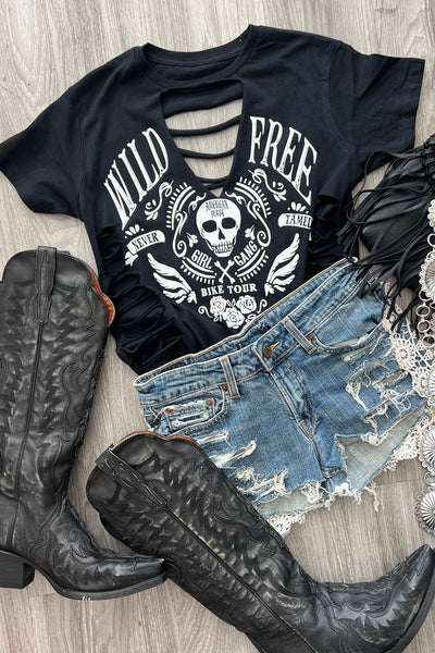 Wild & Free Slashed Distressed Vintage Festival Tee