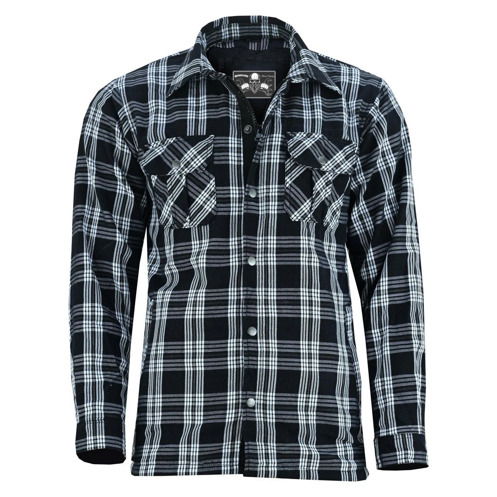 Checkered Men's Armored Black and White Flannel Shirt