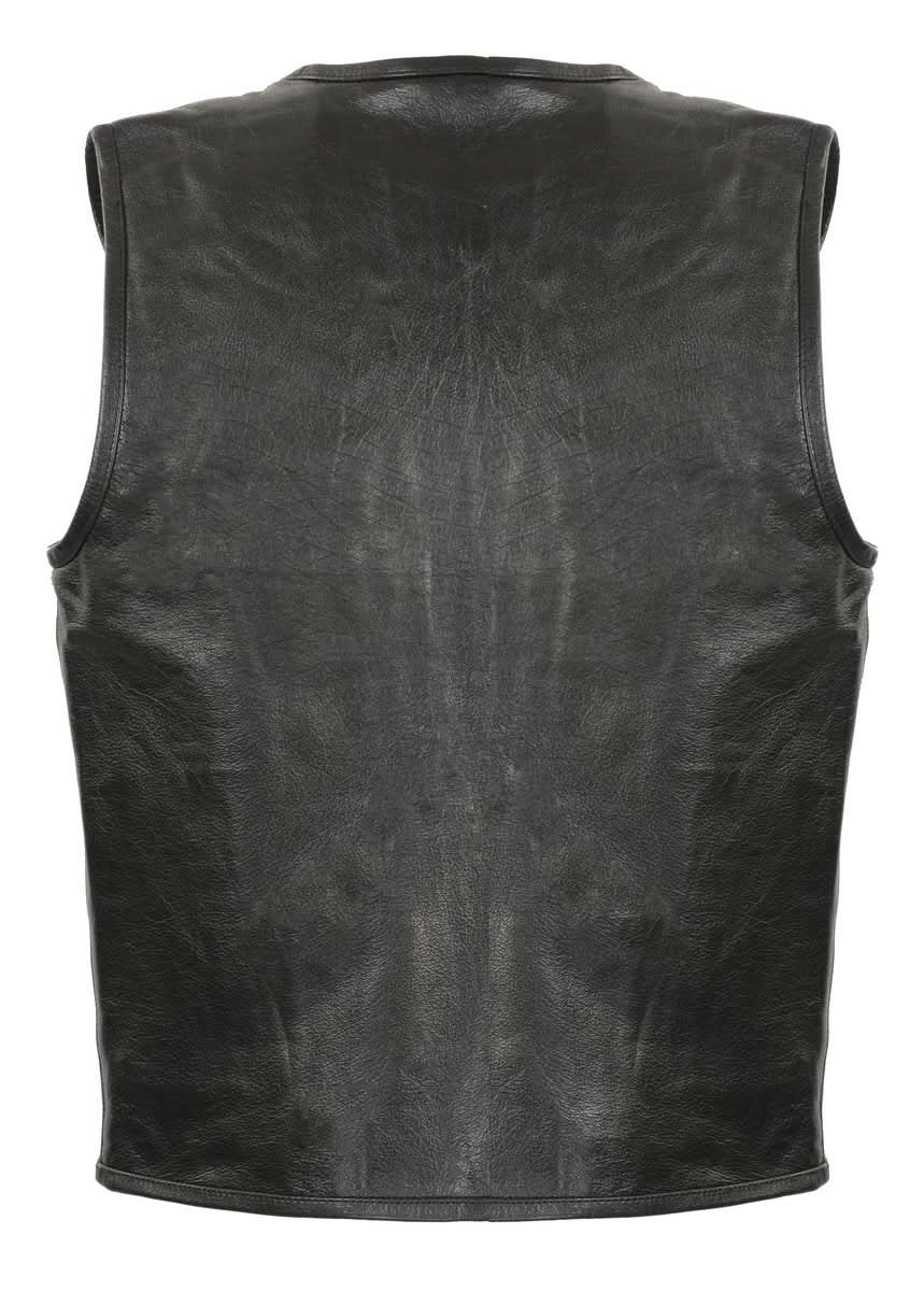 Club Vest CVM3740 Men’s Black Seamless Front and Back Design Leather Vest