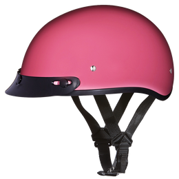 DOT Approved Daytona Skull Cap Half Shell Motorcycle Helmet - Beanie Style for Motorcycles, Cruisers, Scooters, and Mopeds - Hi-Gloss Pink
