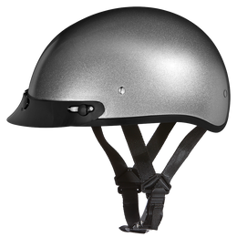 DOT Approved Daytona Skull Cap Half Shell Motorcycle Helmet - Beanie Style for Motorcycles, Cruisers, Scooters, and Mopeds - Silver Metallic