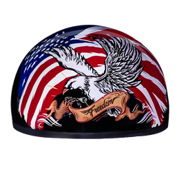 DOT Approved Daytona Motorcycle Half Face Helmet - Skull Cap Graphics for Men & Women, Scooters, ATVs, UTVs & Choppers - W/ Freedom 2.