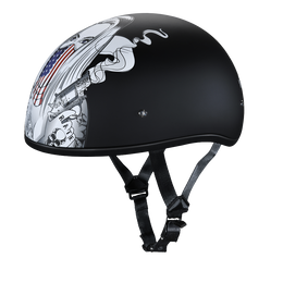 DOT Approved Daytona Motorcycle Half Face Helmet - Skull Cap Graphics for Men & Women, Scooters, ATVs, UTVs & Choppers - W/ Make 'Em Pay