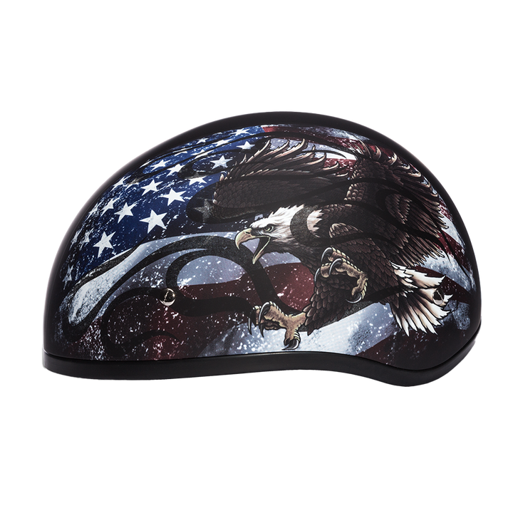 DOT Approved Daytona Motorcycle Half Face Helmet - Skull Cap Graphics for Men & Women, Scooters, ATVs, UTVs & Choppers - W/ USA