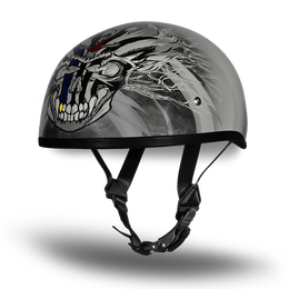 DOT Approved Daytona Motorcycle Half Face Helmet - Skull Cap Graphics for Men & Women, Scooters, ATVs, UTVs & Choppers - W/ Thunder