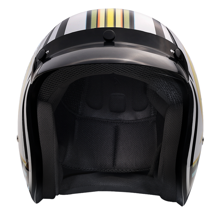 DOT Approved Daytona Cruiser Open Face Motorcycle Helmet - Men, Women & Youth - With Visor & Graphics - W/ Lightning