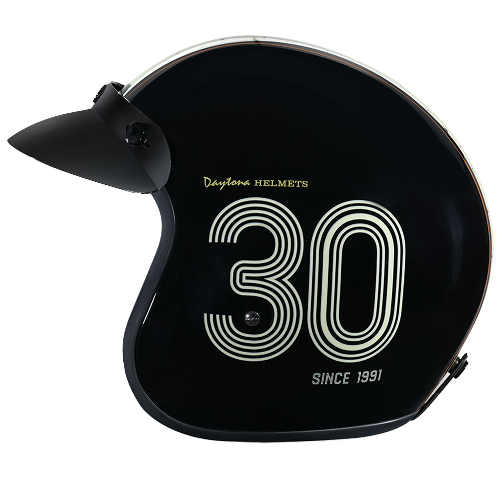 DOT Approved Daytona Cruiser Open Face Motorcycle Helmet - Men, Women & Youth - With Visor & Graphics - W/ Daytona 3th