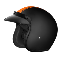 DOT Approved Daytona Cruiser Open Face Motorcycle Helmet - Men, Women & Youth - With Visor & Graphics - W/ Orange Pin Stripe