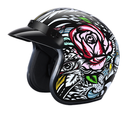 DOT Approved Daytona Cruiser Open Face Motorcycle Helmet - Men, Women & Youth - With Visor & Graphics - W/ Tribal