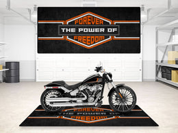 Motorcycle Mat for Cruiser - Touring - Sport Motorcycle " Forever The Power of Freedom " - MM711