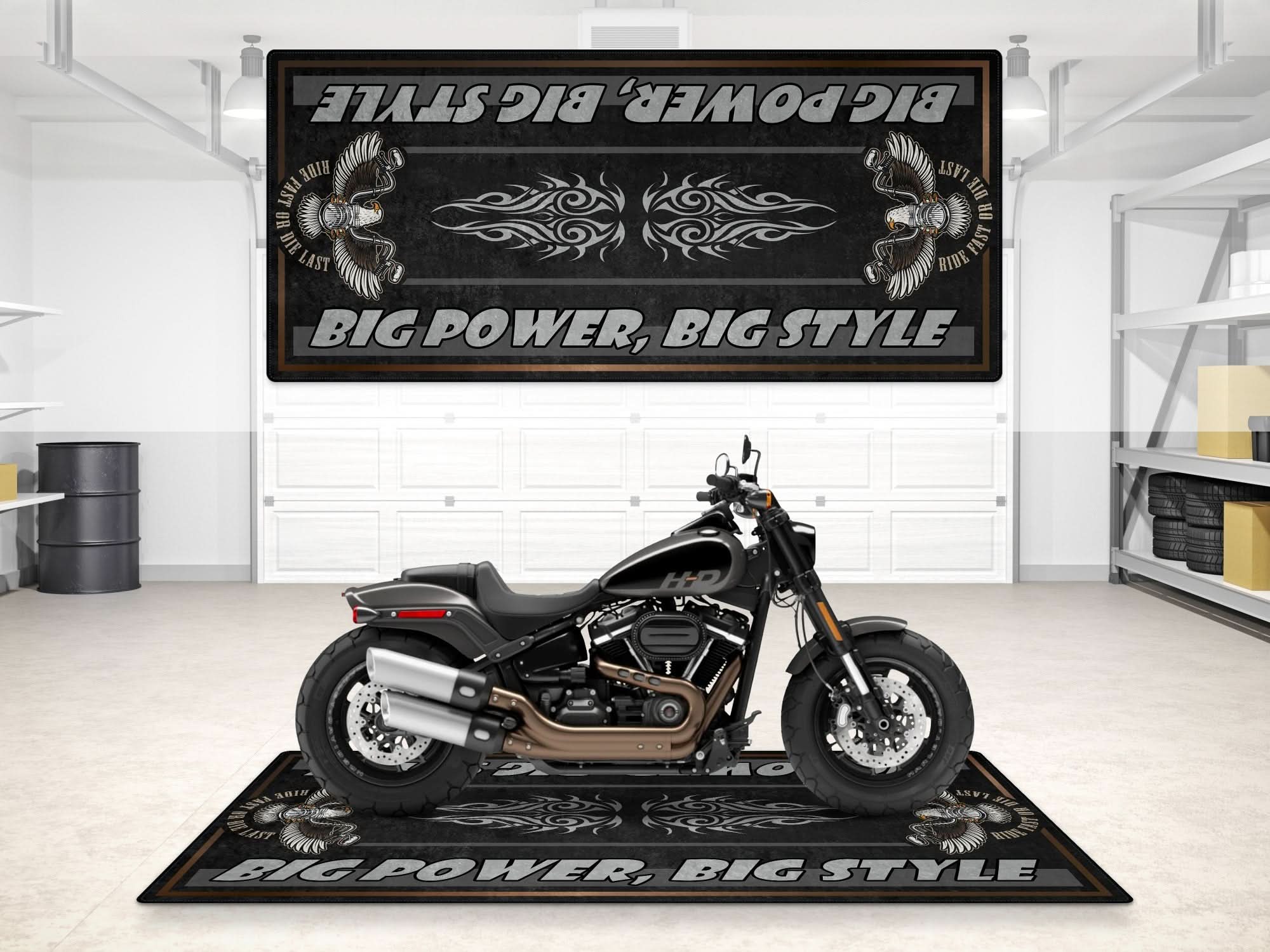 Motorcycle Mat for Cruiser Motorcycle "Big Power, Big Style" - MM735