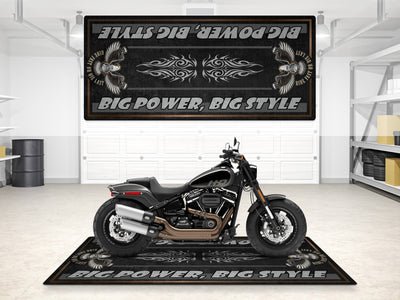 Motorcycle Mat for Cruiser Motorcycle "Big Power, Big Style" - MM735