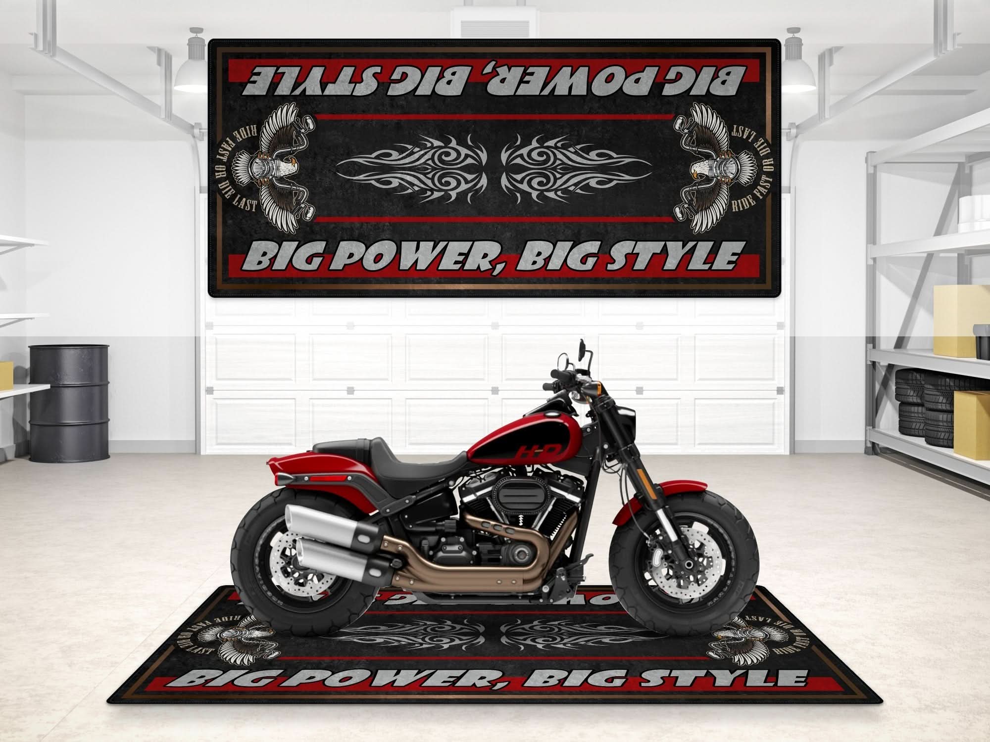 Motorcycle Mat for Cruiser Motorcycle "Big Power, Big Style" - MM735