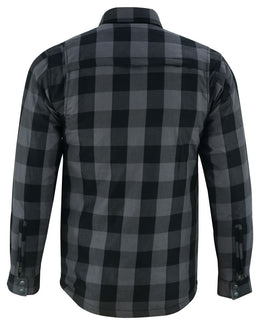 Alpha Check Men's Armored Motorcycle Flannel Shirt - Gray/Black Flannel Renegade Classics
