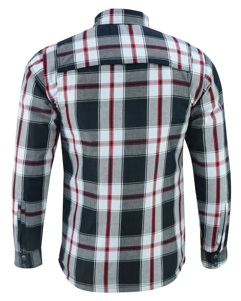 Alpha Check Men's Armored Motorcycle Flannel Shirt - Red/Black Flannel Renegade Classics