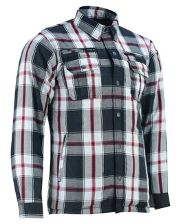 Alpha Check Men's Armored Motorcycle Flannel Shirt - Red/Black Flannel Renegade Classics