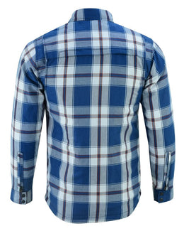 Alpha Check Men's Armored Motorcycle Flannel Shirt - Blue/White/Maroon Flannel Renegade Classics
