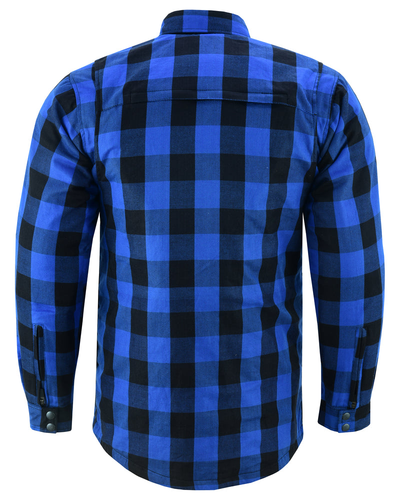 Lumberjack Men's  Armored Motorcycle Flannel Shirt - Blue