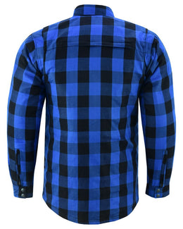 Lumberjack Men's Armored Motorcycle Flannel Shirt - Blue Flannel Renegade Classics