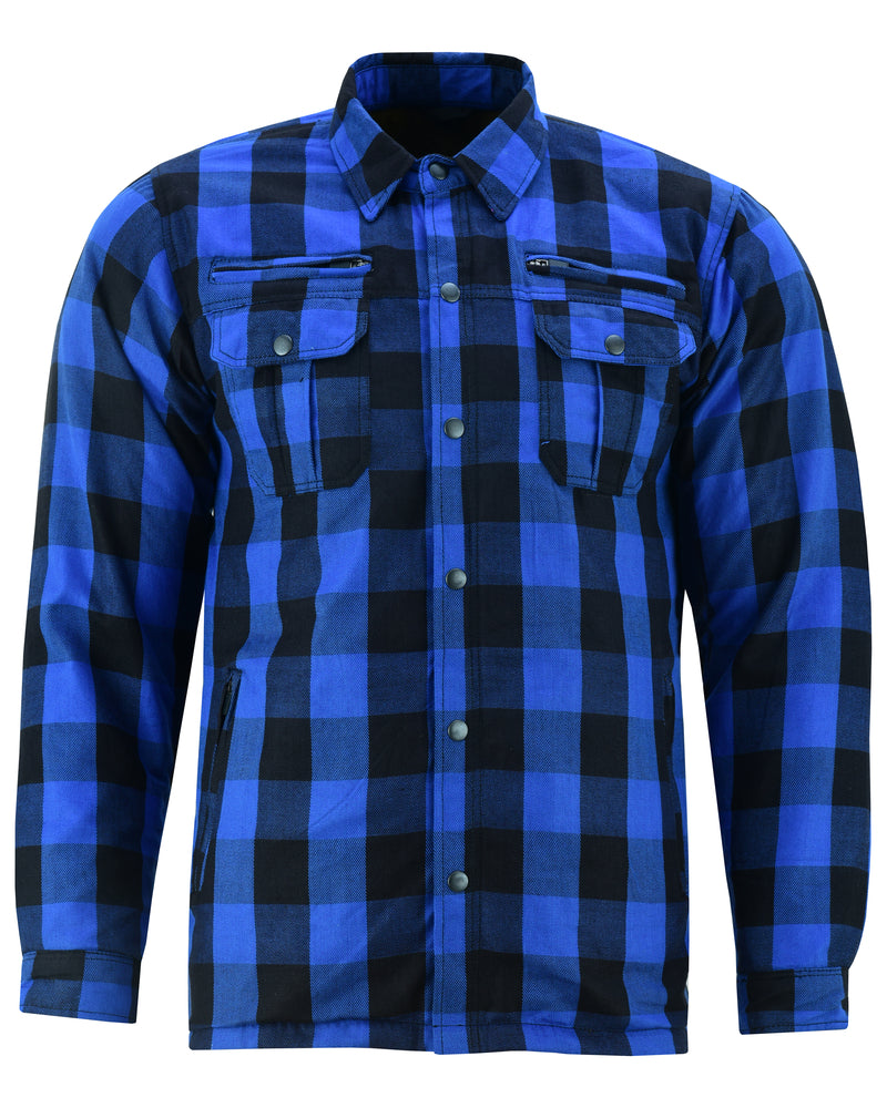 Lumberjack Men's Armored Motorcycle Flannel Shirt - Blue Flannel Renegade Classics