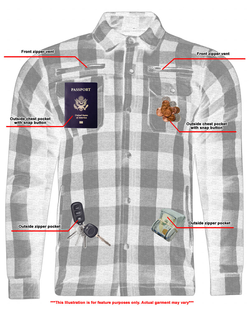Alpha Check Men's Armored Motorcycle Flannel - Orange