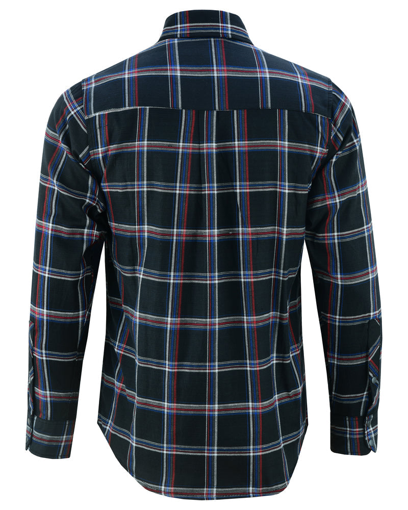 Alpha Check Men's Bold Plaid Flannel Shirt - Black, Red, and Blue