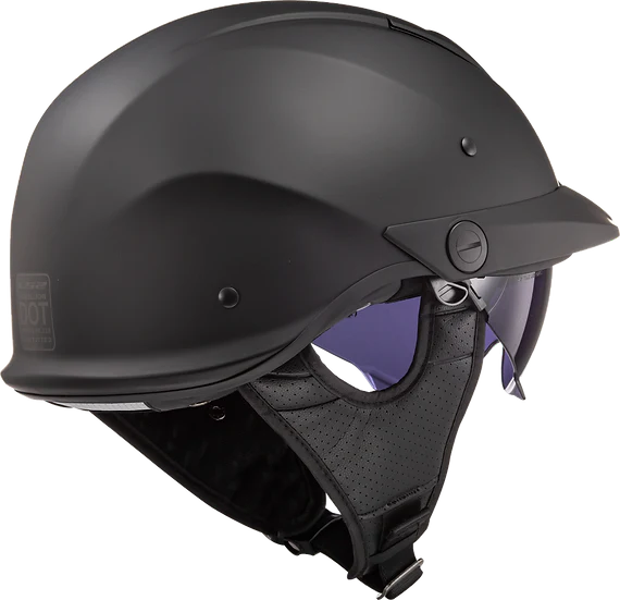 Rebellion Solid Half Motorcycle Helmet W/ SunShield Matte Black Helmets LS2 Helmets
