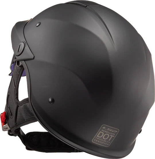 Rebellion Solid Half Motorcycle Helmet W/ SunShield Matte Black Helmets LS2 Helmets
