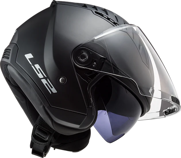 Copter Solid Open Face Motorcycle Helmet W/ SunShield Matte Black Helmets LS2 Helmets