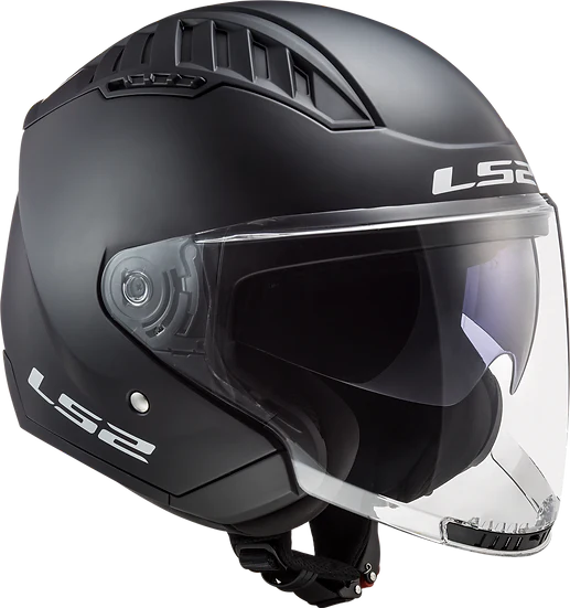 Copter Solid Open Face Motorcycle Helmet W/ SunShield Matte Black Helmets LS2 Helmets