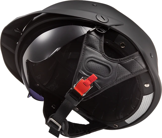 Rebellion Solid Half Motorcycle Helmet W/ SunShield Matte Black Helmets LS2 Helmets