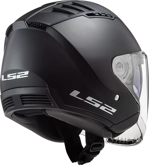 Copter Solid Open Face Motorcycle Helmet W/ SunShield Matte Black Helmets LS2 Helmets