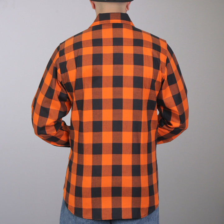 Hot Leathers FLM2007 Mens Orange and Black Long Sleeve Flannel Shirt