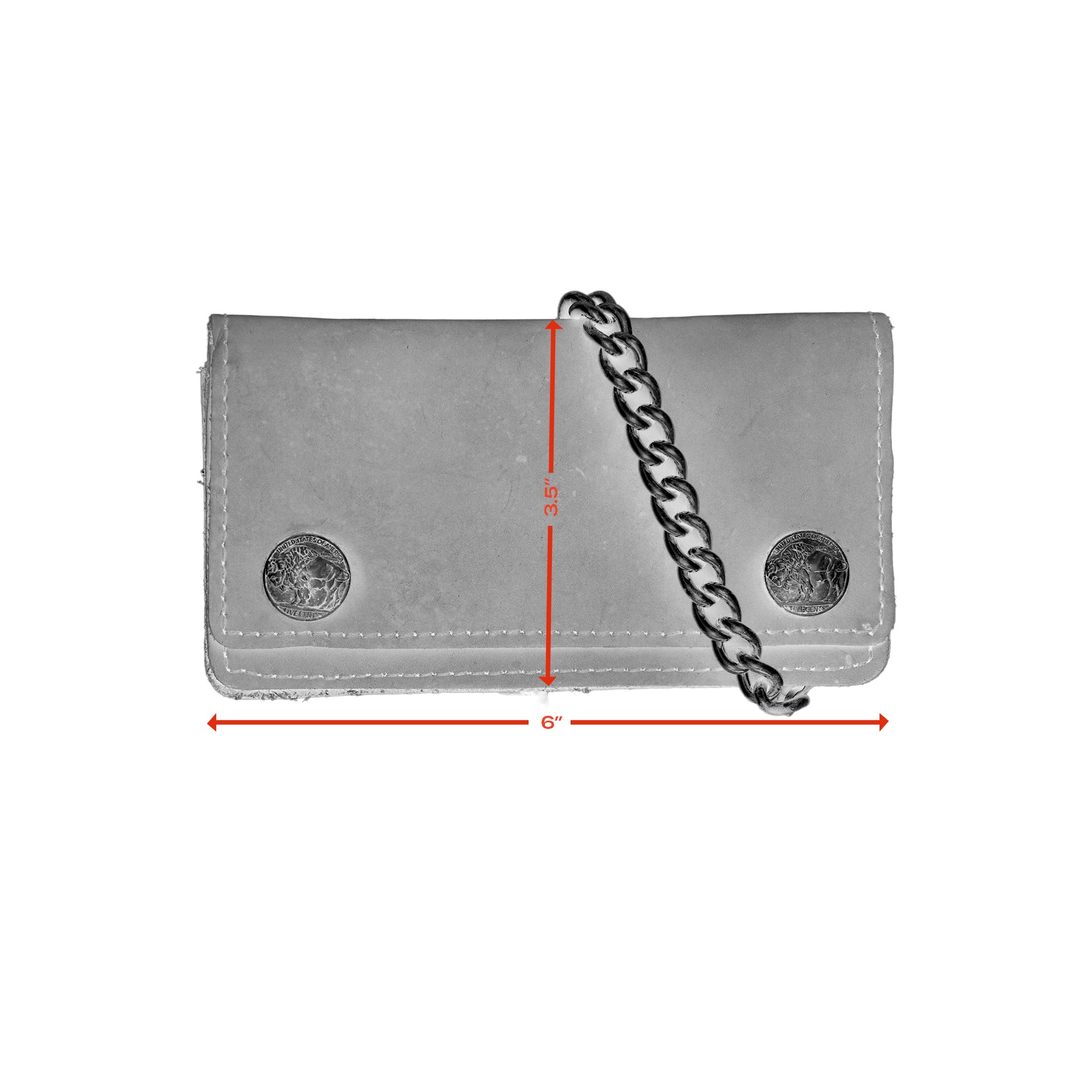 BWC231 Buffalo Nickel Snap Brown Leather Long Bi-Fold Biker Wallet Wallet Chains/Key Leash Renegade Classics