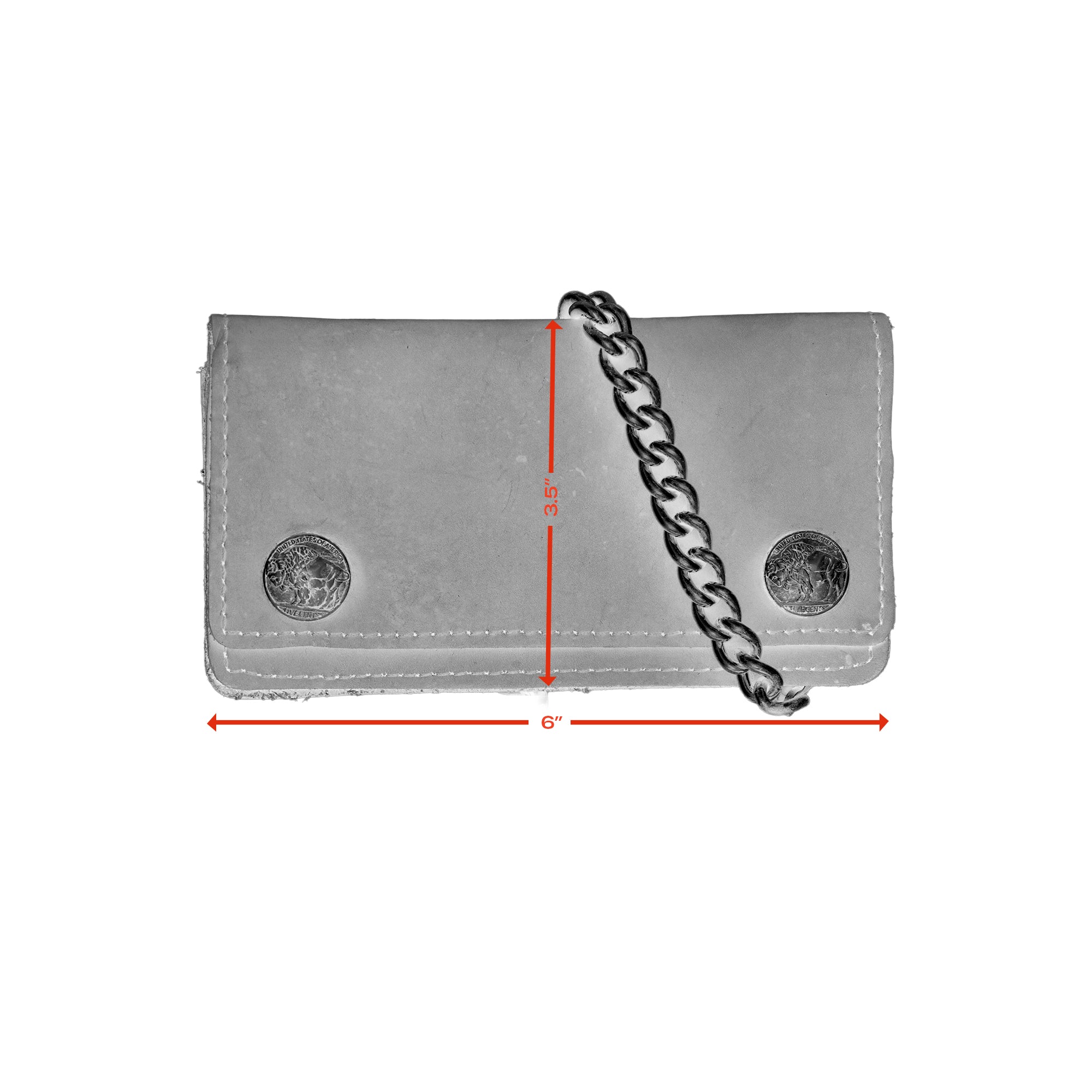 BWC231 Buffalo Nickel Snap Brown Leather Long Bi-Fold Biker Wallet Wallet Chains/Key Leash Renegade Classics