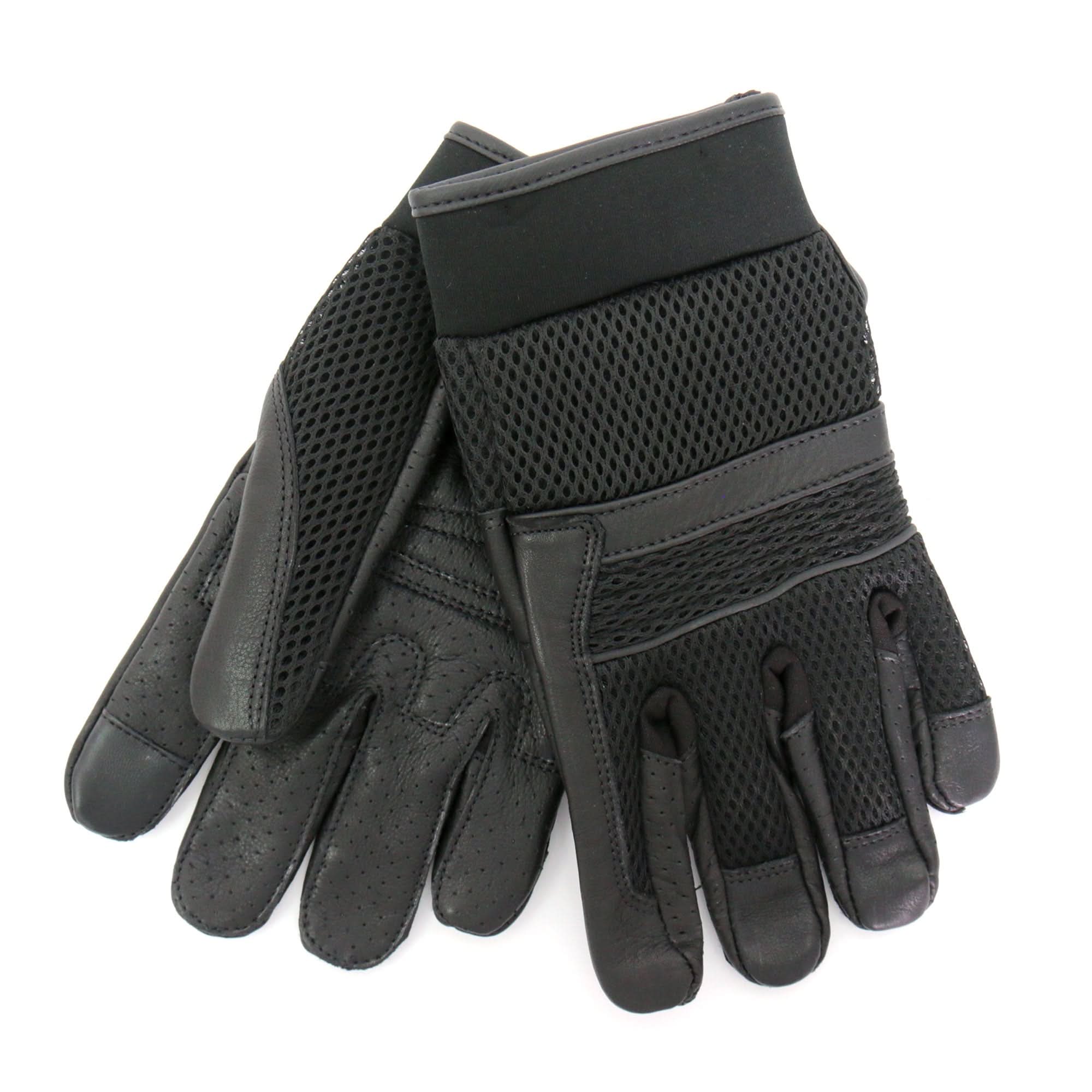 Hot Leathers GVM1027 Men's Mesh and Leather Gloves with Piping