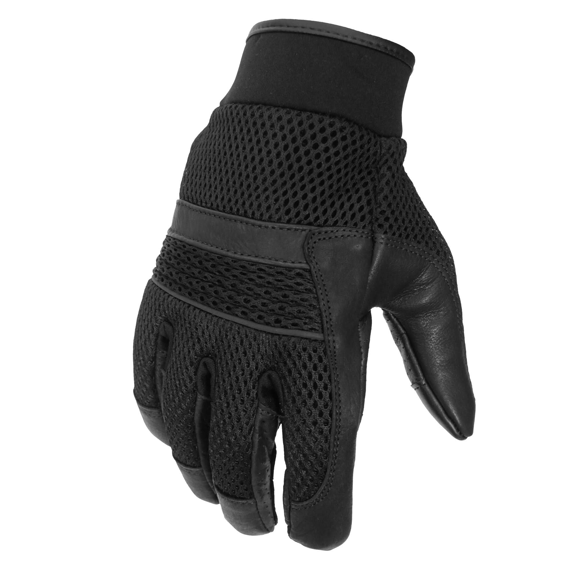 Hot Leathers GVM1027 Men's Mesh and Leather Gloves with Piping